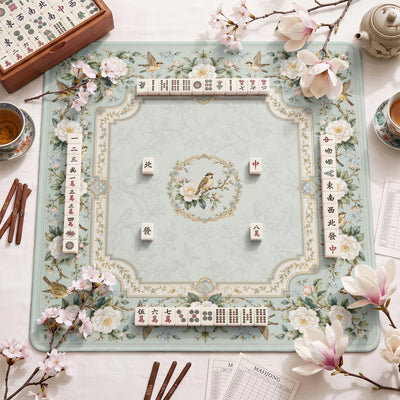 Elfenbein-Kamelie Mahjong-Matte - Mah-Jongg Tischmatte