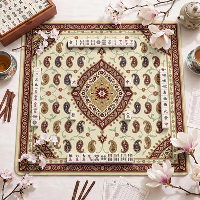 Ivory Paisley Boteh Mahjong-Matte - Mah-Jongg Matte