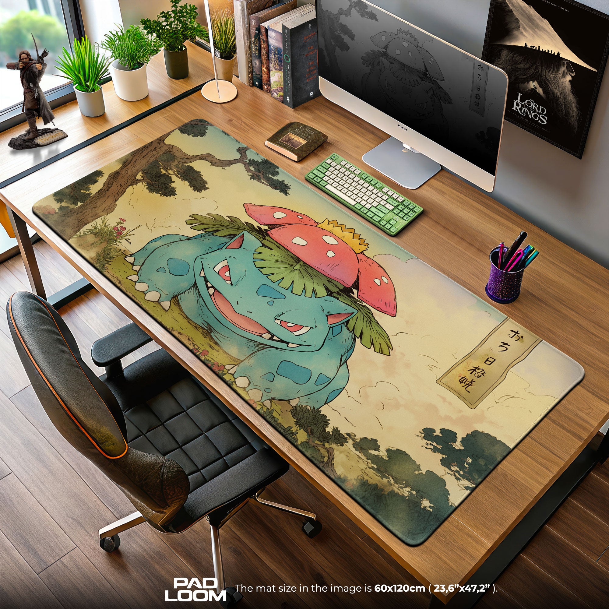 Ivysaur Ukiyo-E Mouse Pad, Pokémon Nature Art Gaming Desk Mat