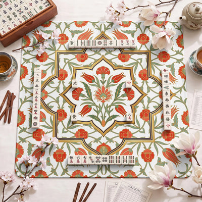 Iznik-Fliesen Blütenmuster Mahjong-Matte - Mah-Jongg Tischmatte