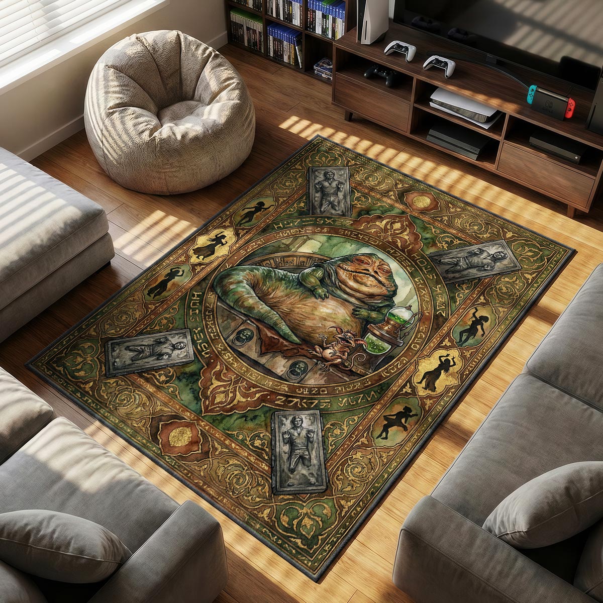 Jabba Tatooine themed area rug for home decor fans