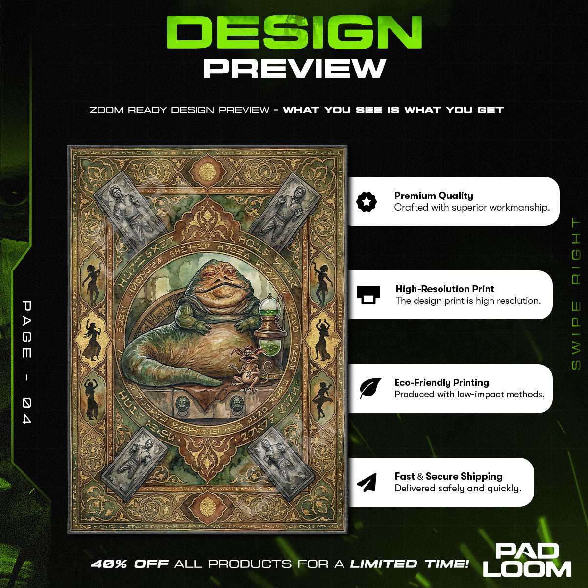 Room character design printed on rug