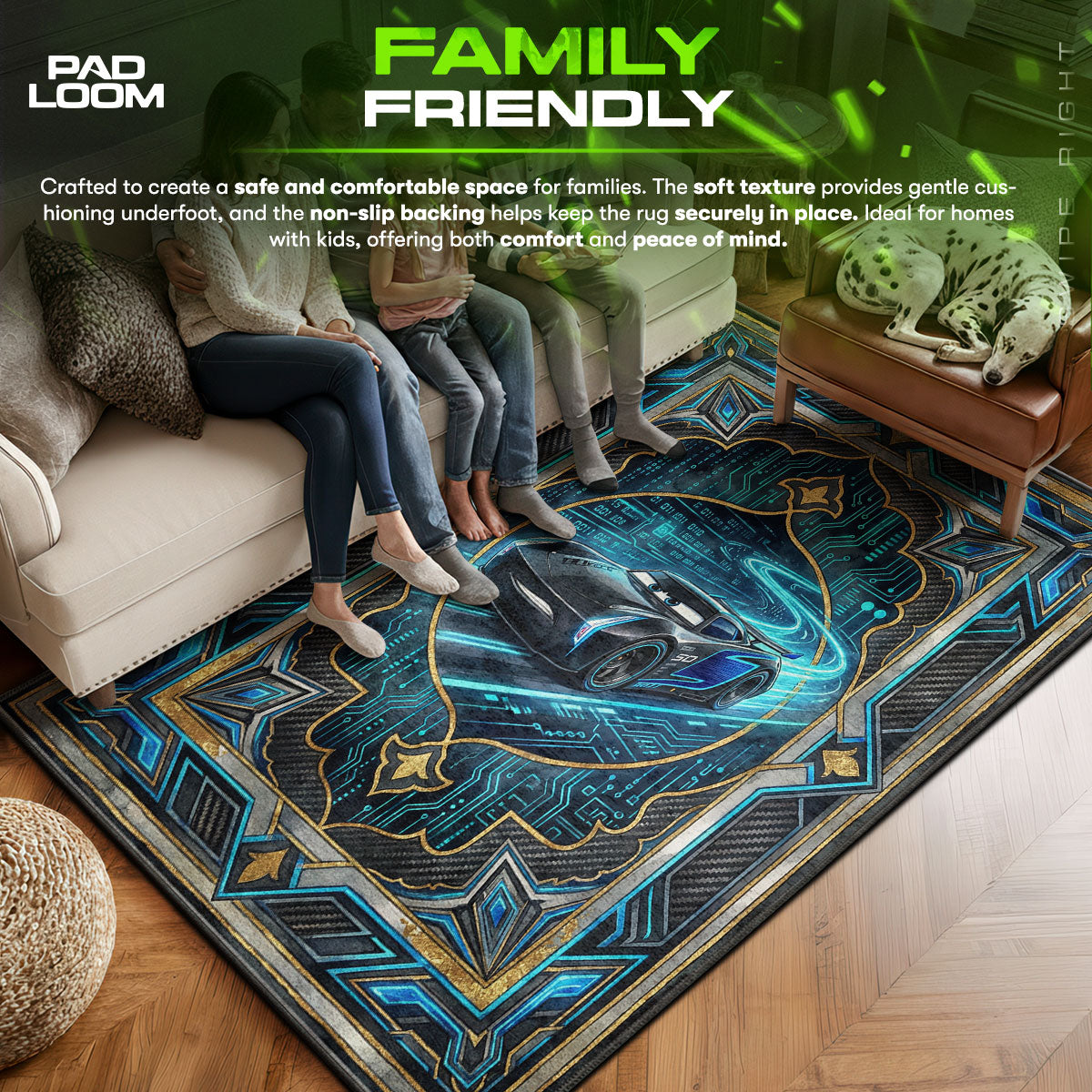 Bedroom character design printed on rug