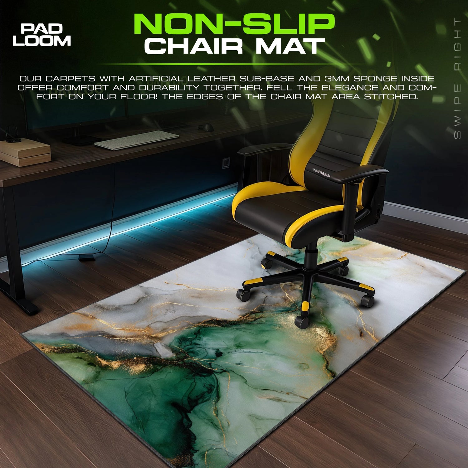 Jade Ink Marble Mouse Pad - Luxe Desk Mat