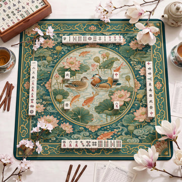 Jade Mandarin Duck Mahjong Mat - Mah Jongg Mat