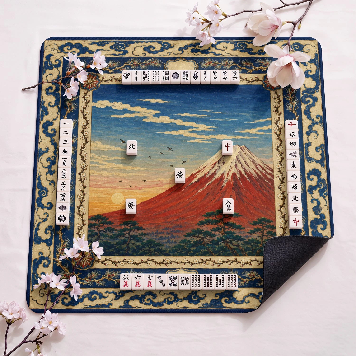 Japanese Fuji Mahjong Mat - Mah Jongg Table Mat