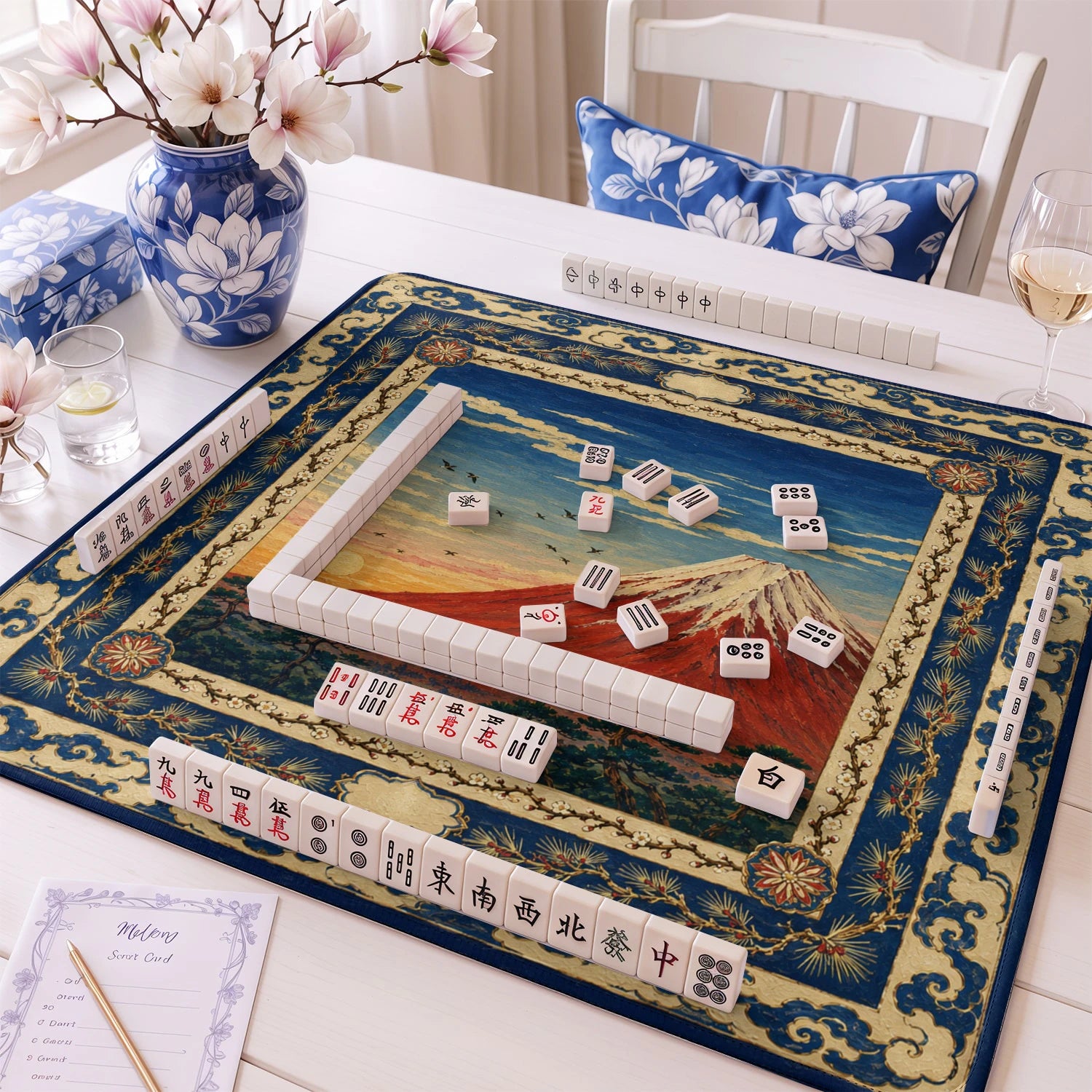 Japanese Fuji Mahjong Mat - Mah Jongg Table Mat