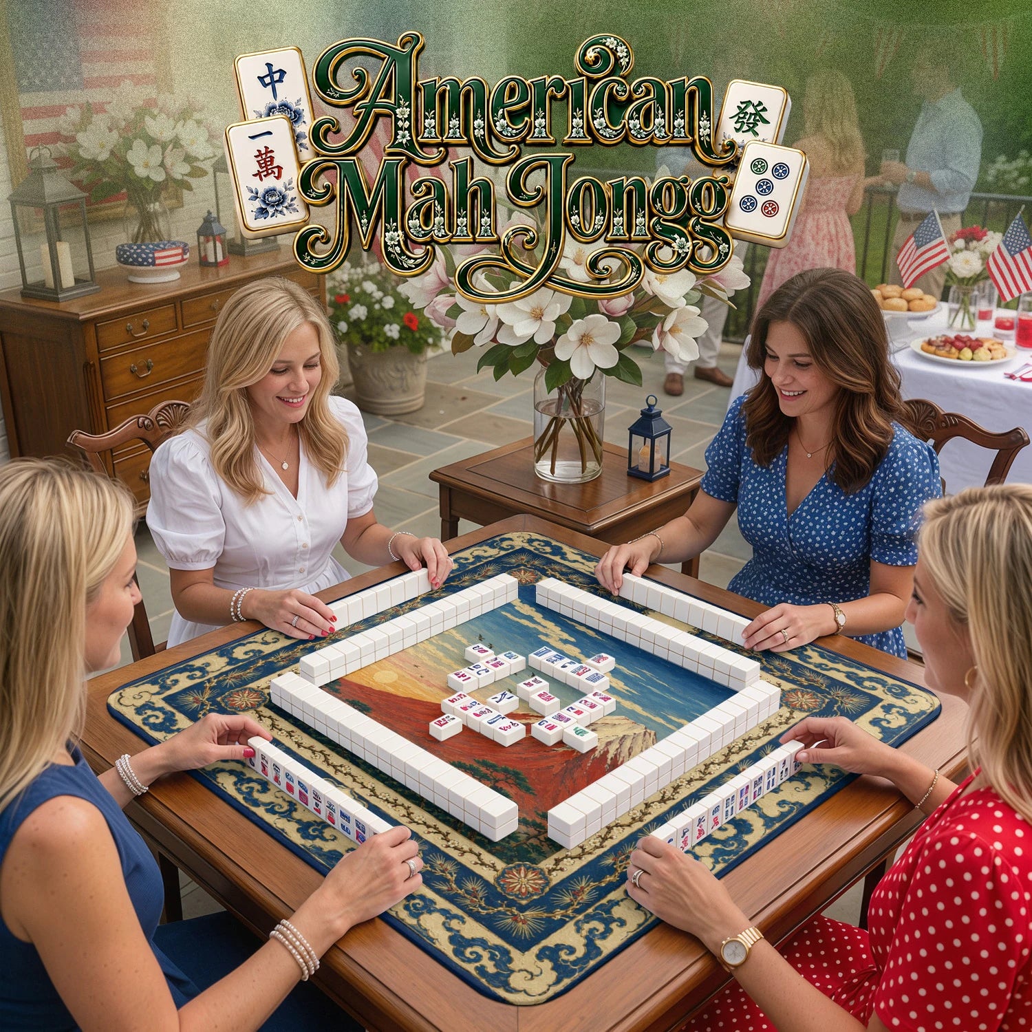 Japanese Fuji Mahjong Mat - Mah Jongg Table Mat