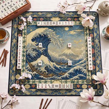 Japanese Wave Mahjong Mat - Mah Jongg Table Mat