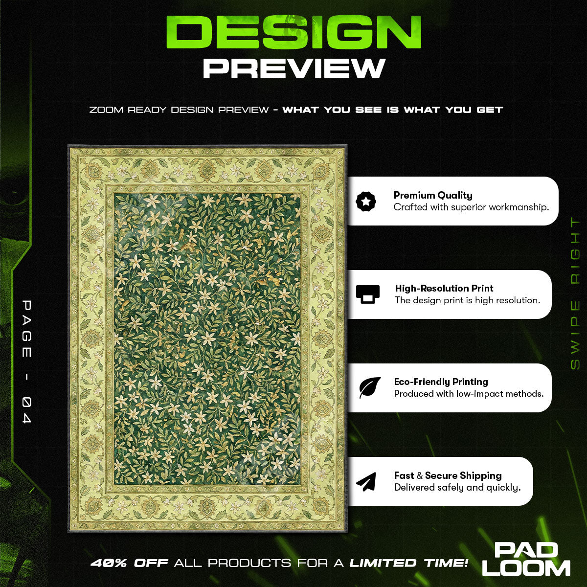 Jasmine Thicket Green Garden Area rug — main product view