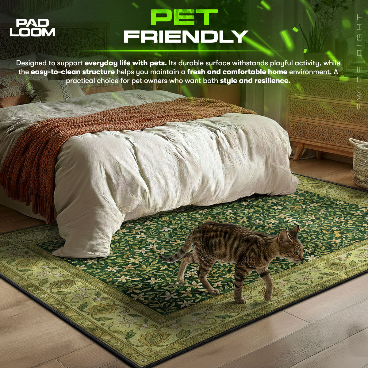 Jasmine Thicket themed area rug for home decor fans