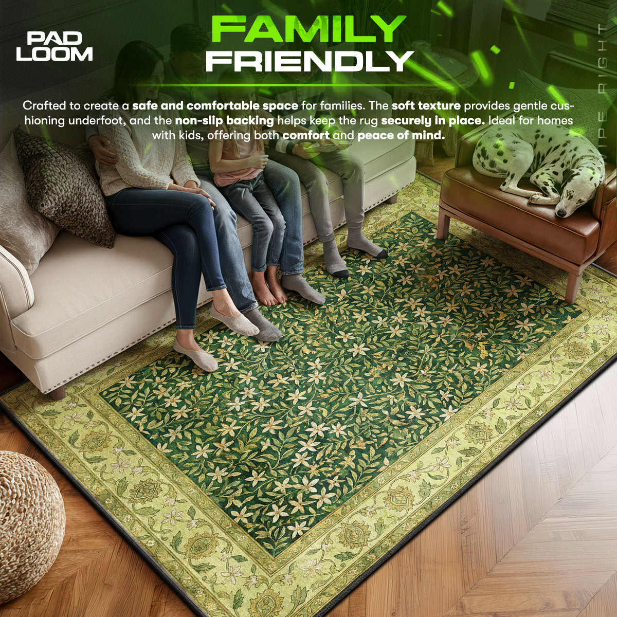 Area character design printed on rug