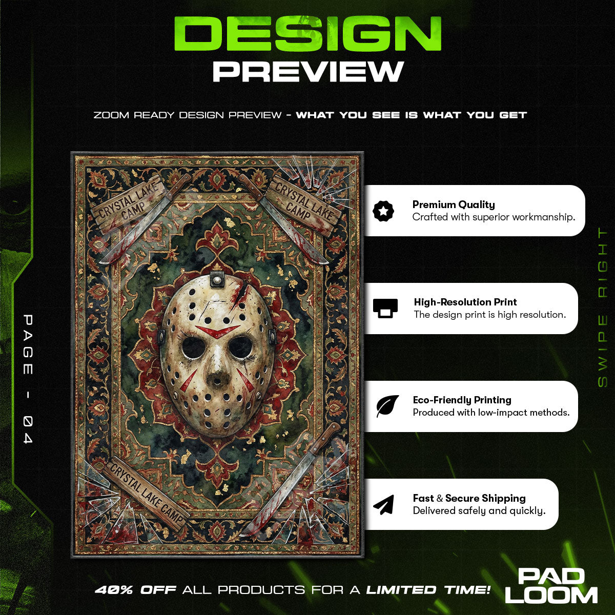 Room character design printed on rug