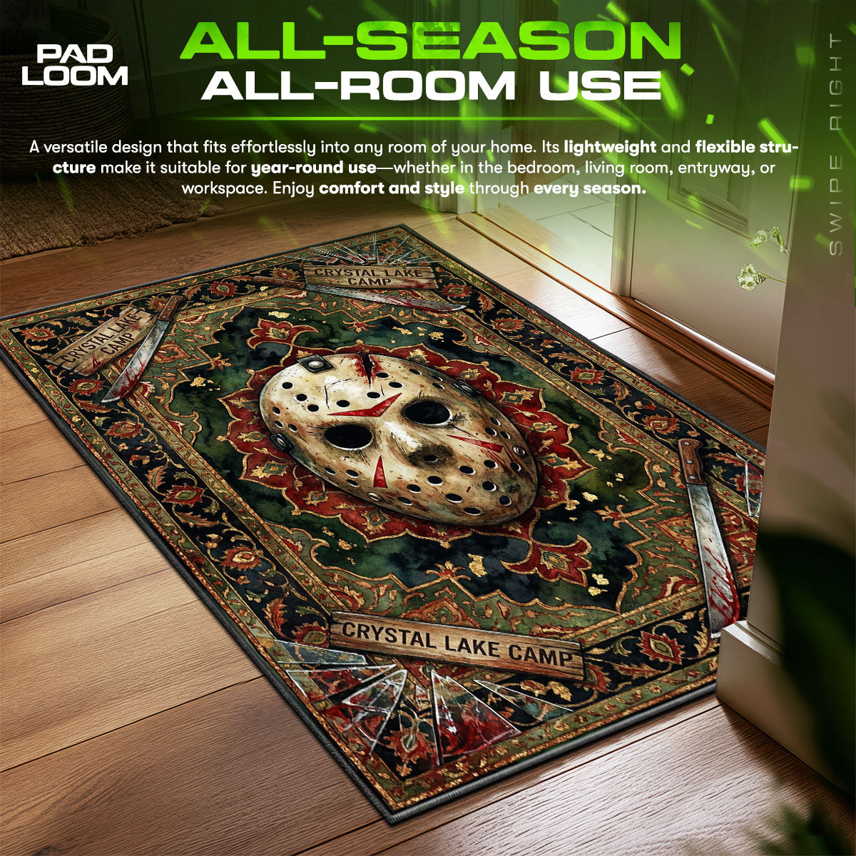 Jason Voorhees Hockey Mask Friday 13th Room fan rug — premium quality print