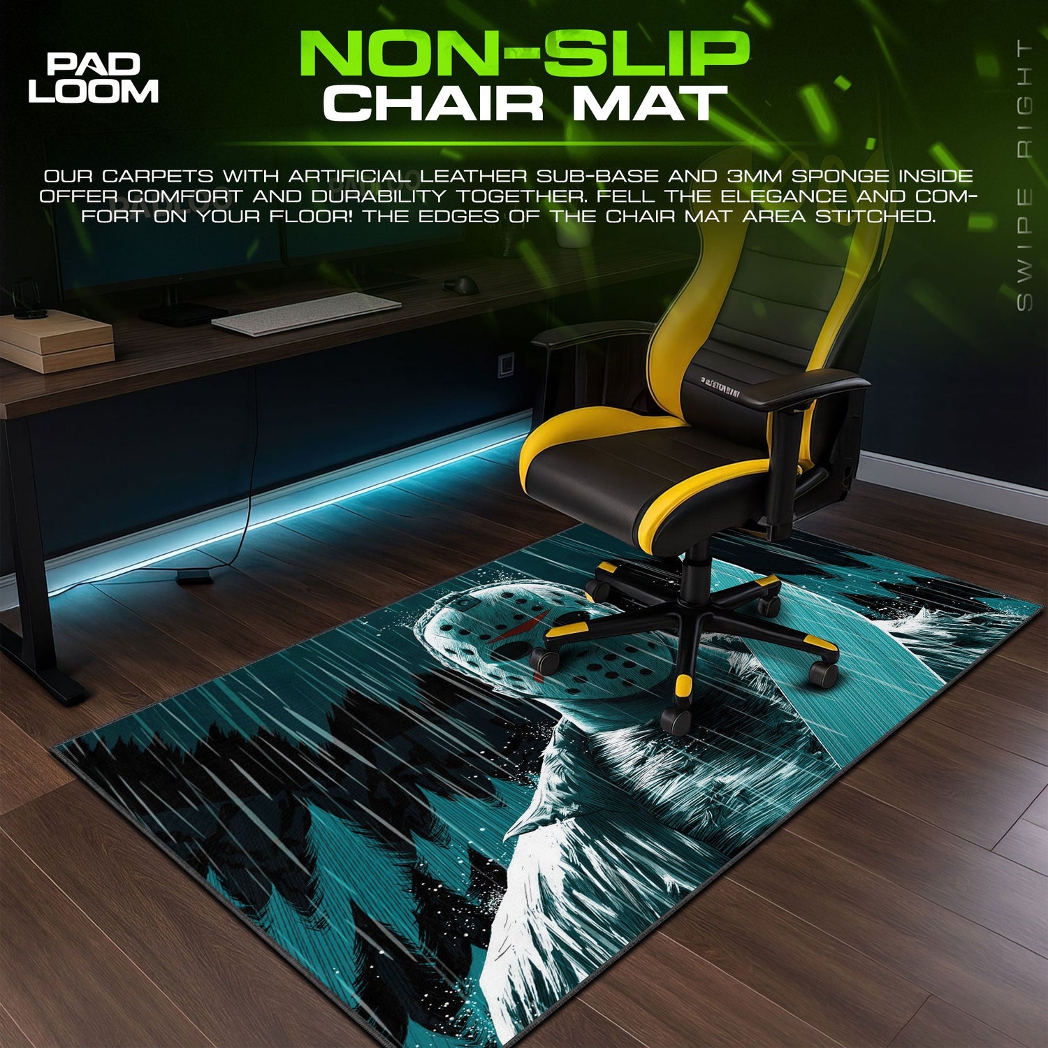 Jason Voorhees Masked Horror Mouse Pad, Slasher Gaming Desk Mat Padloom