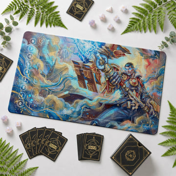 Jayce Voltcraft Riftbound TCG playmat – zone-free full-art League of Legends game mat