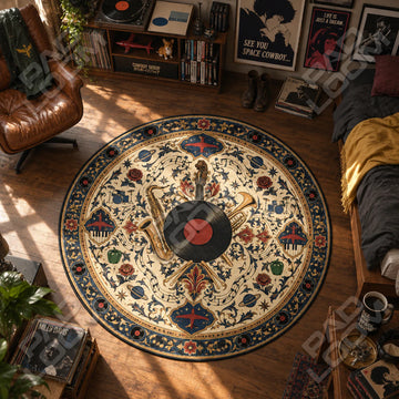 Jazz Vinyl Cowboy Bebop round rug on a bedroom floor - Cowboy Bebop chair mat