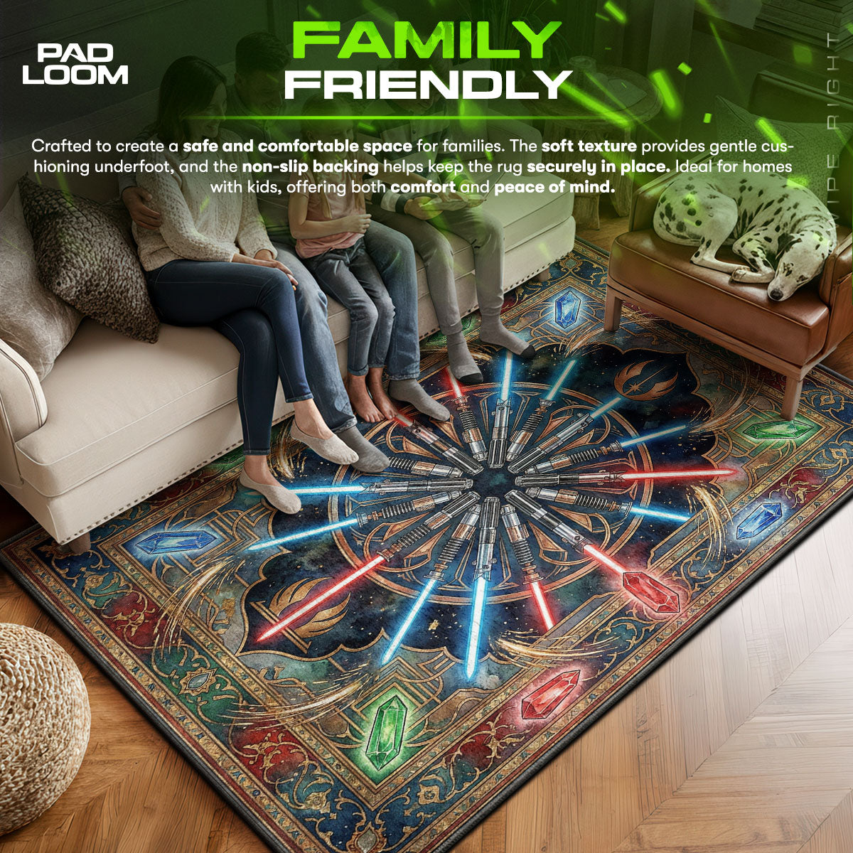 Jedi area rug showing full home decor artwork