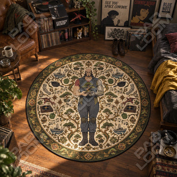 Jet Black Bonsai Cowboy Bebop round rug on a bedroom floor - Cowboy Bebop chair mat