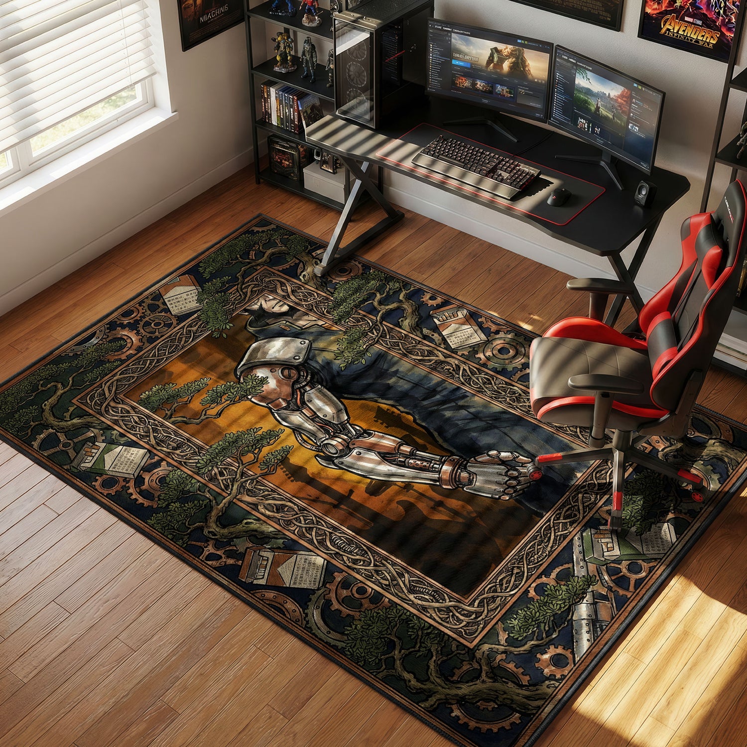Jet Black Cybernetic Art Nouveau Cowboy Bebop Chair rug — main product view