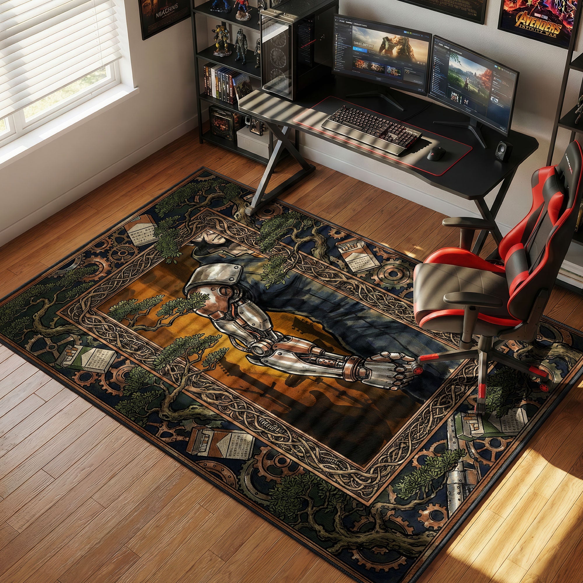 Jet Black Cybernetic Art Nouveau Cowboy Bebop Chair rug — main product view