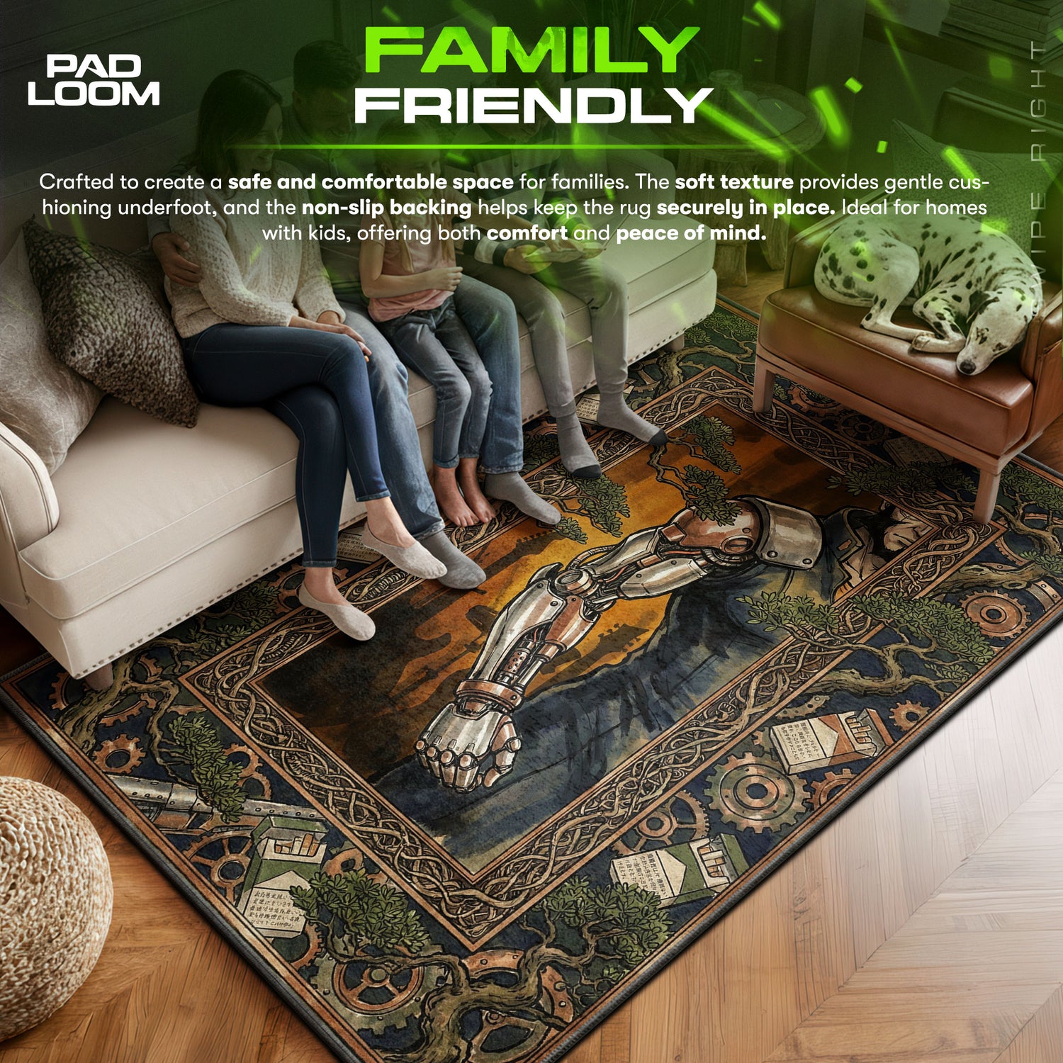 Jet area rug showing full home decor artwork
