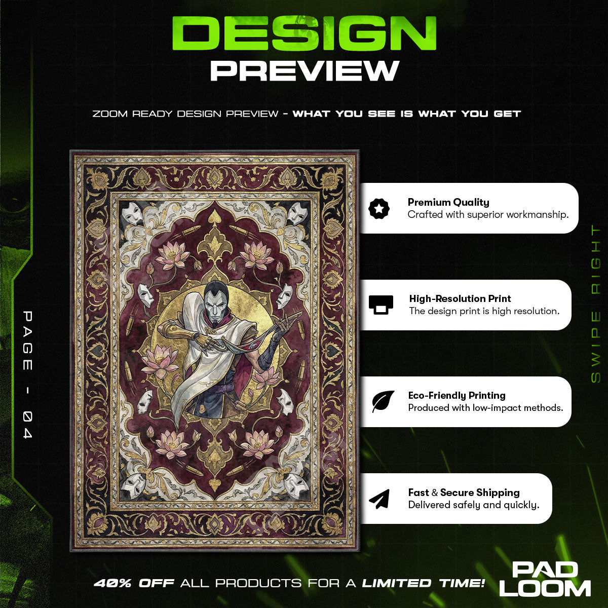 Jhin Virtuoso Portrait Rug - League of Legends Chair Mat