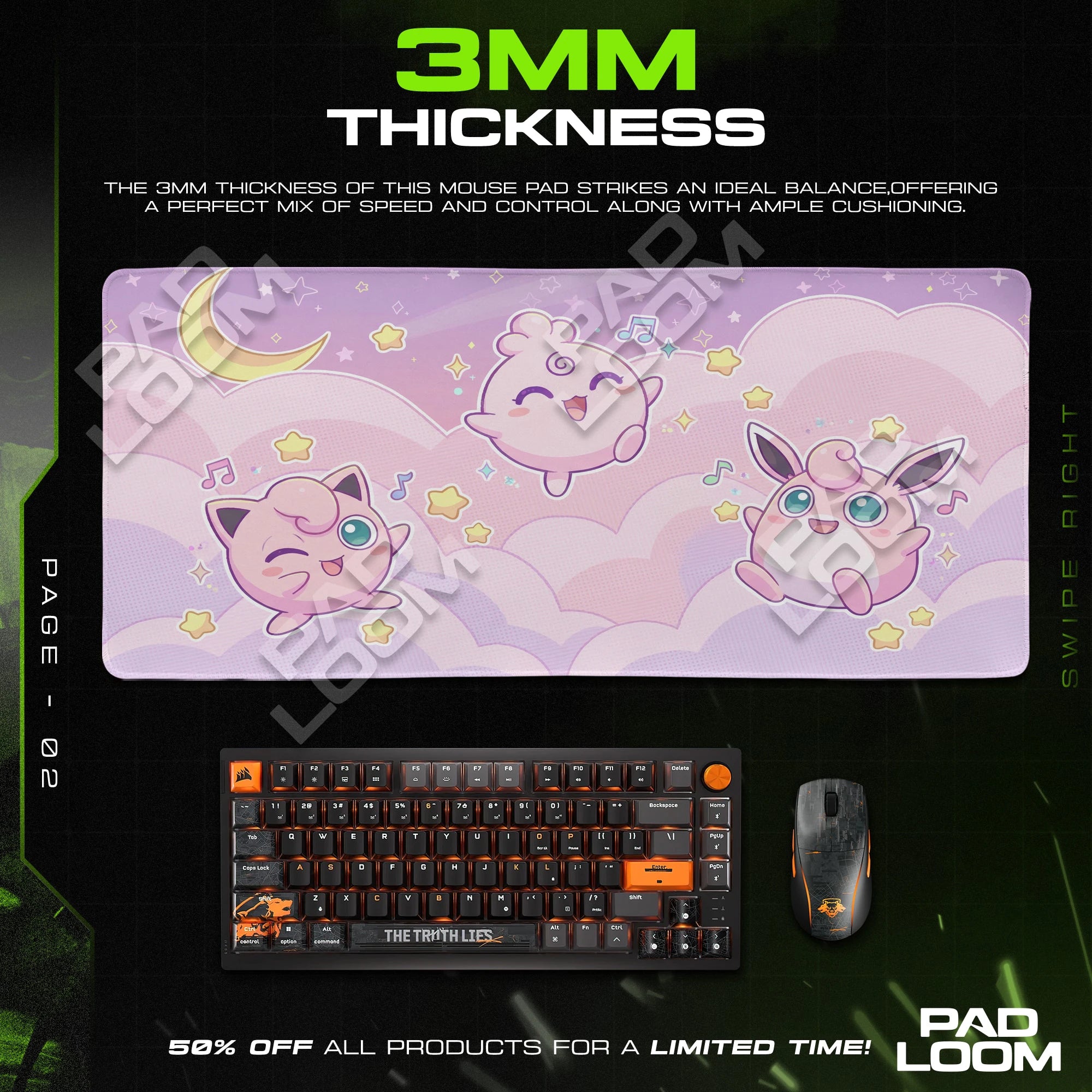 Jigglypuff Evo Trio Mouse Pad - Pokémon Desk Mat