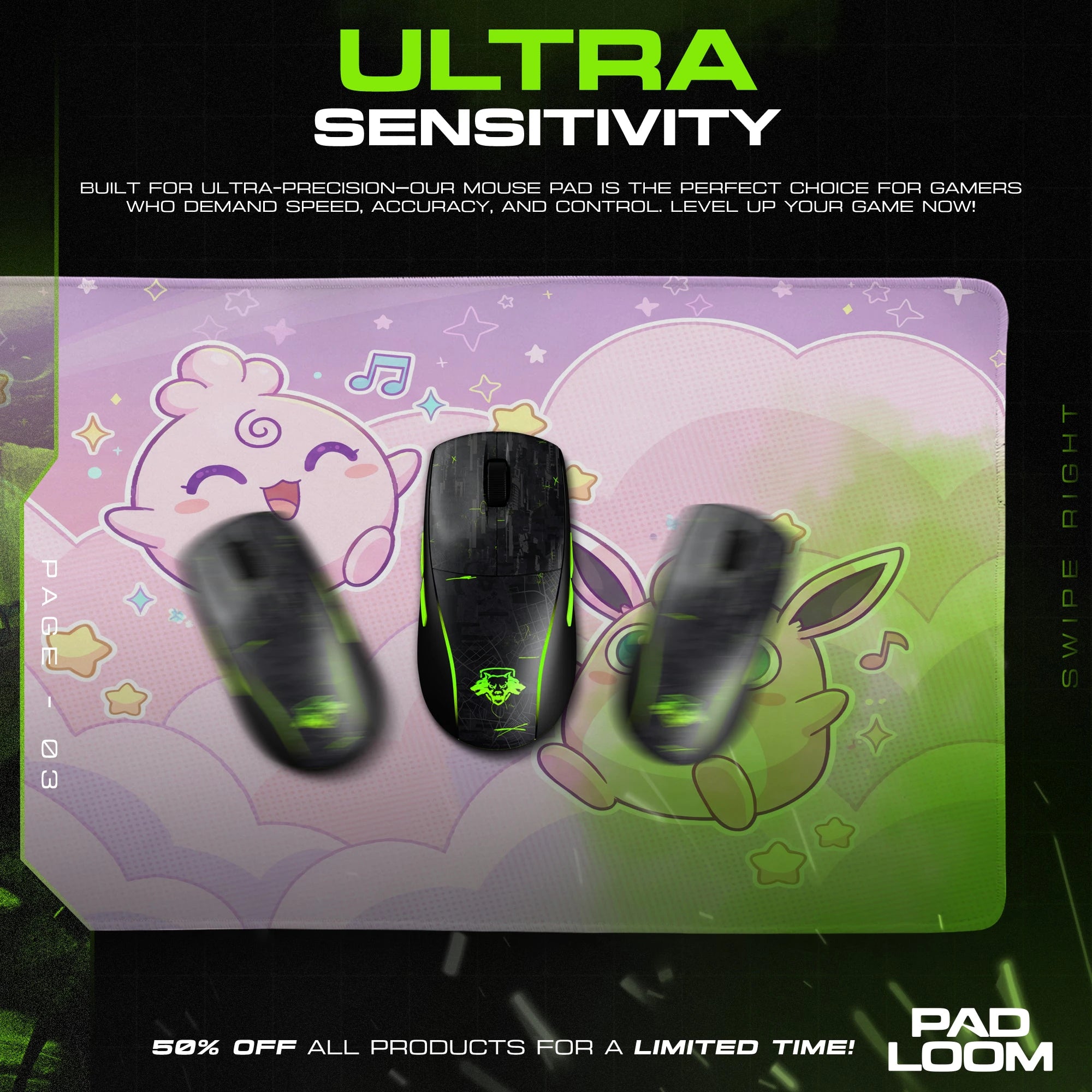 Jigglypuff Evo Trio Mouse Pad - Pokémon Desk Mat