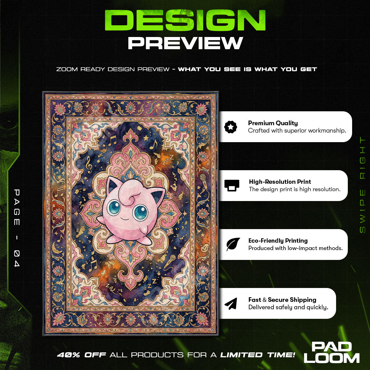 Chair character design printed on rug