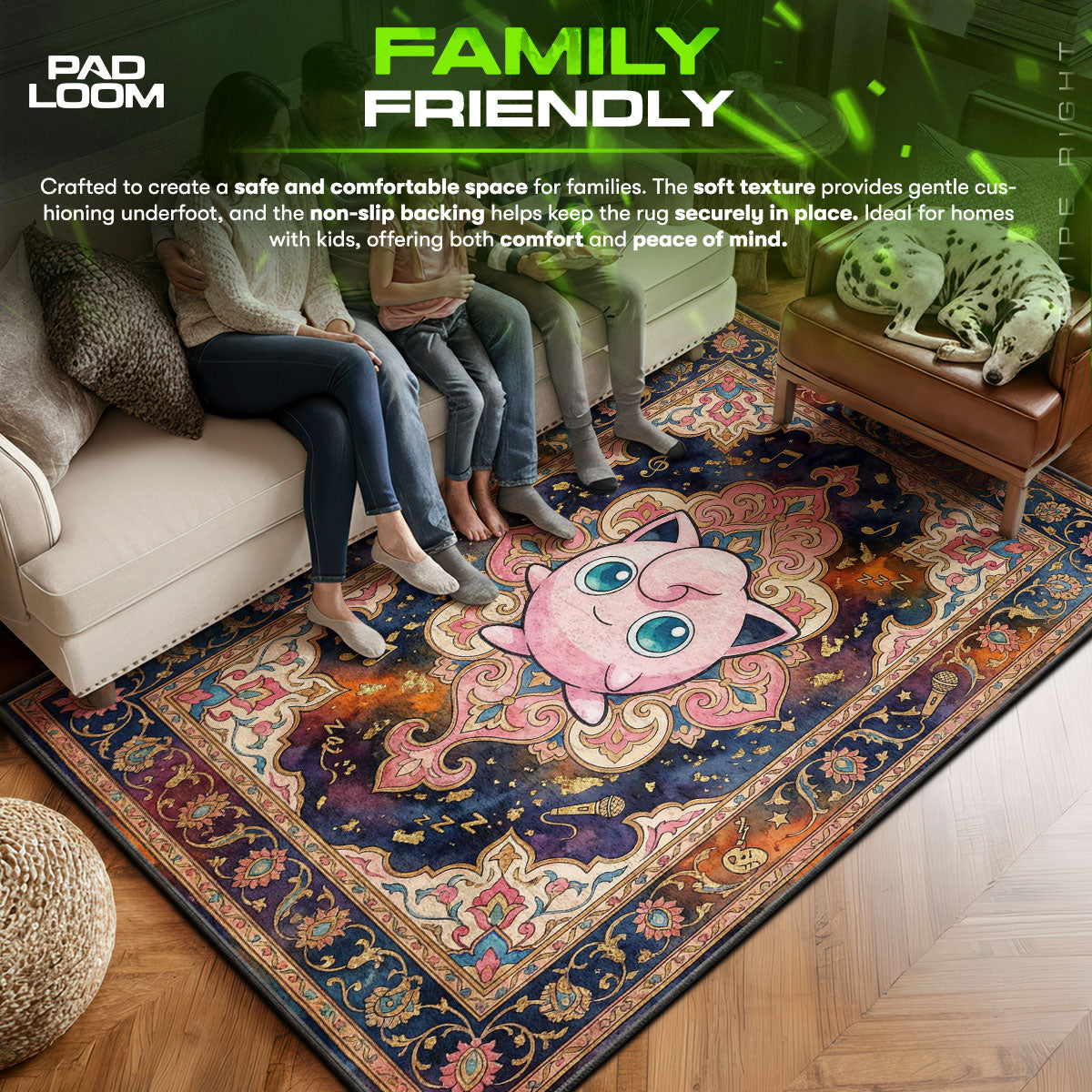 Jigglypuff area rug showing full Pokemon artwork