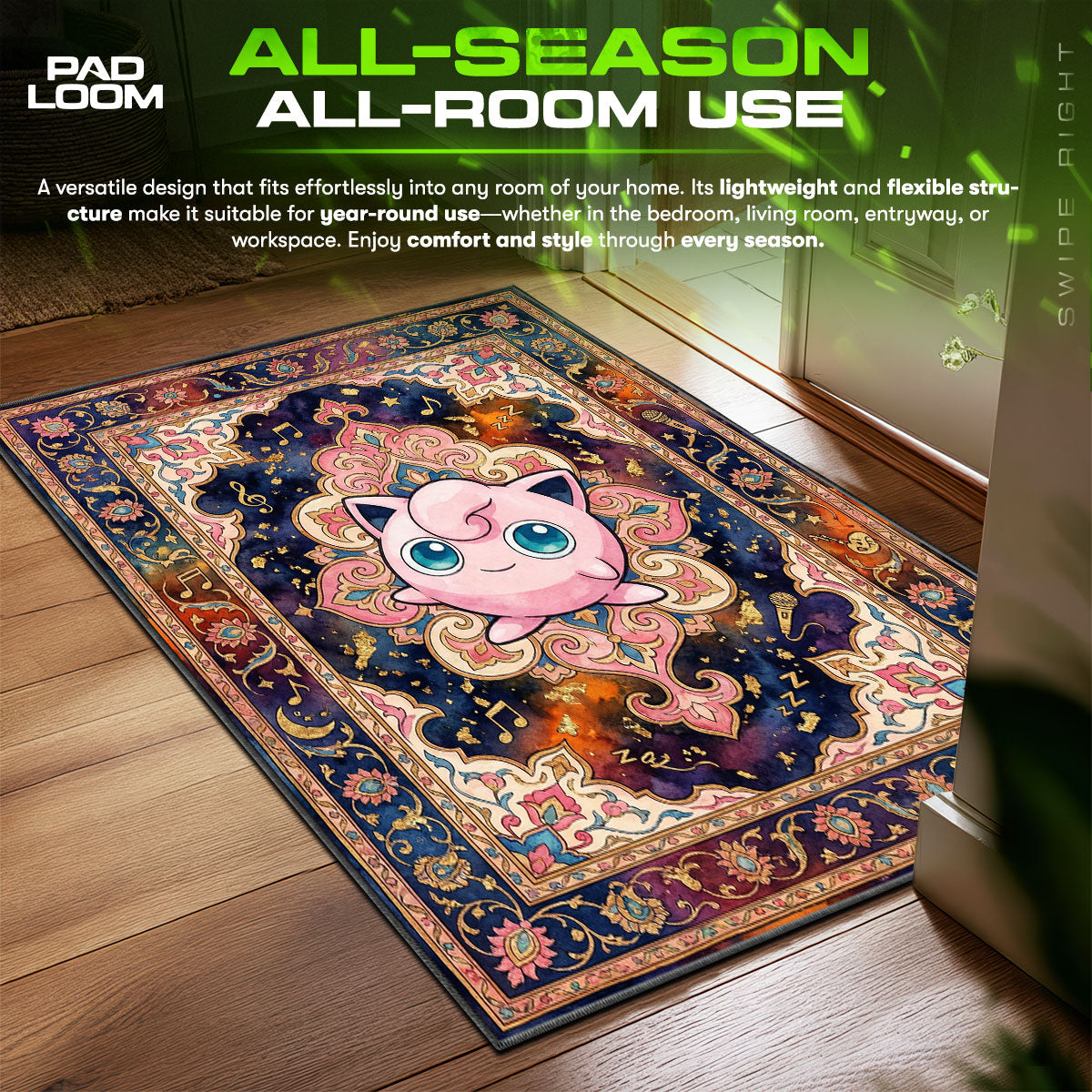 Jigglypuff Lullaby Song Chair fan rug — premium quality print