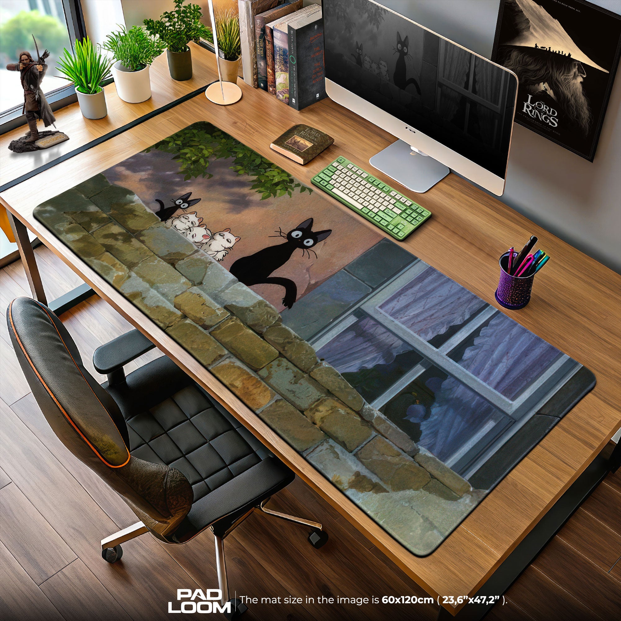 Jiji and Kittens Mouse Pad, Studio Ghibli Cat Anime Desk Mat