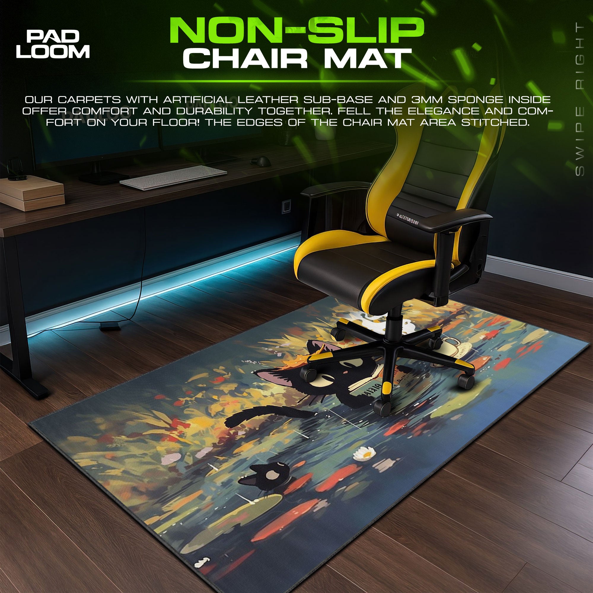Jiji’s Cat Reading Mouse Pad, Cozy Anime Gaming Desk Mat