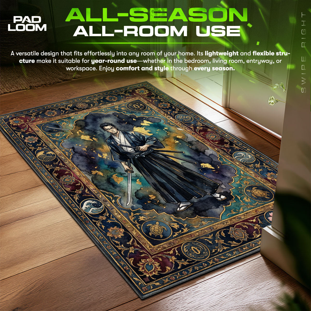 Jin Stoic Ronin Samurai Champloo Chair fan rug — premium quality print