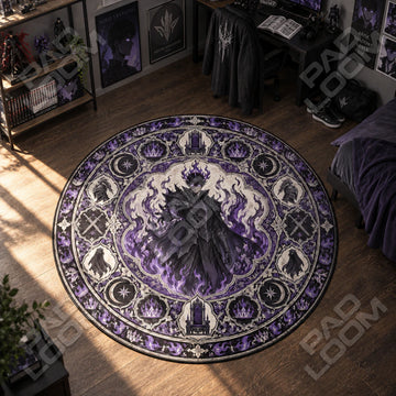 Jinwoo Flames Solo Leveling round rug on a bedroom floor - Solo Leveling chair mat