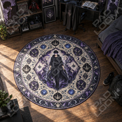 Jinwoo Shadow Round Rug - Solo Leveling Chair Mat