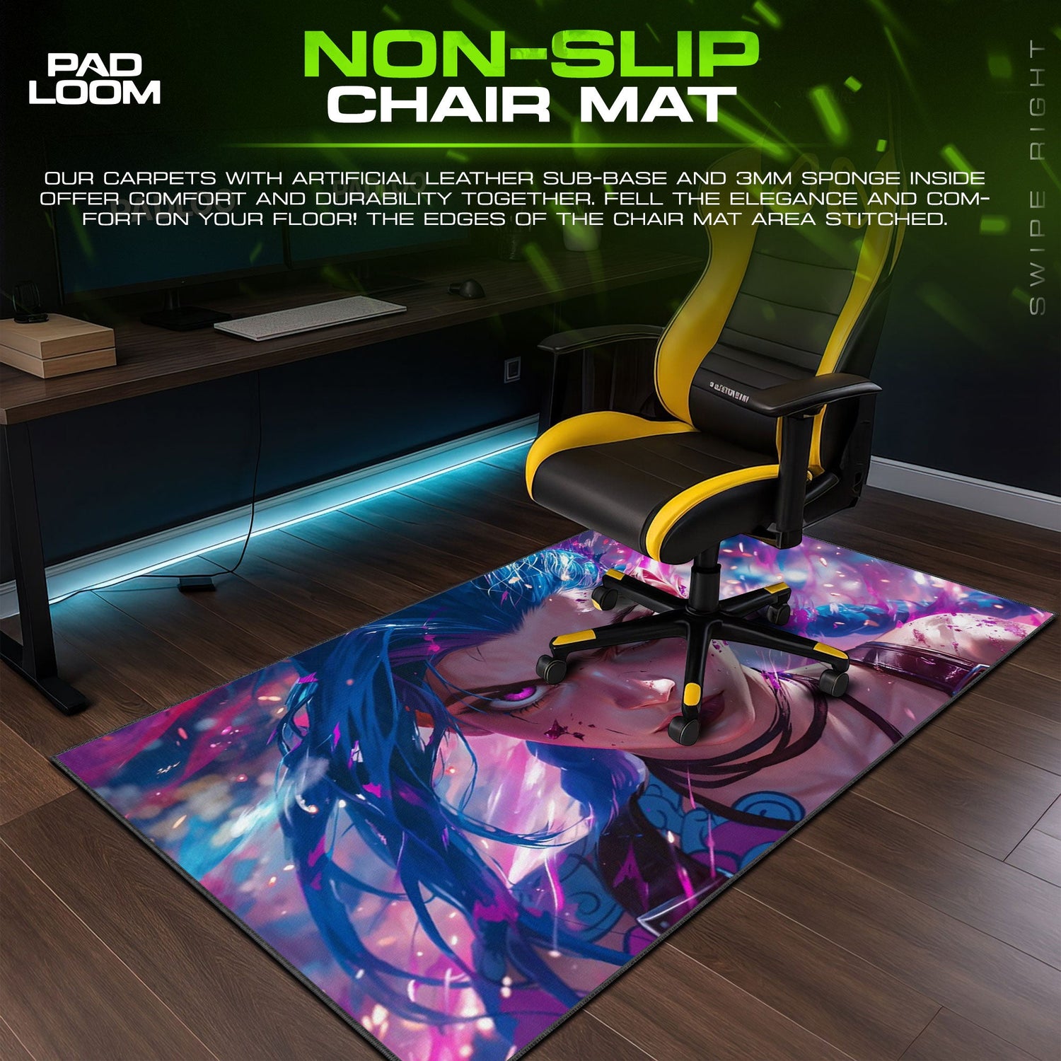 Jinx Arcane Mouse Pad, League of Legends Gaming Desk Mat Padloom