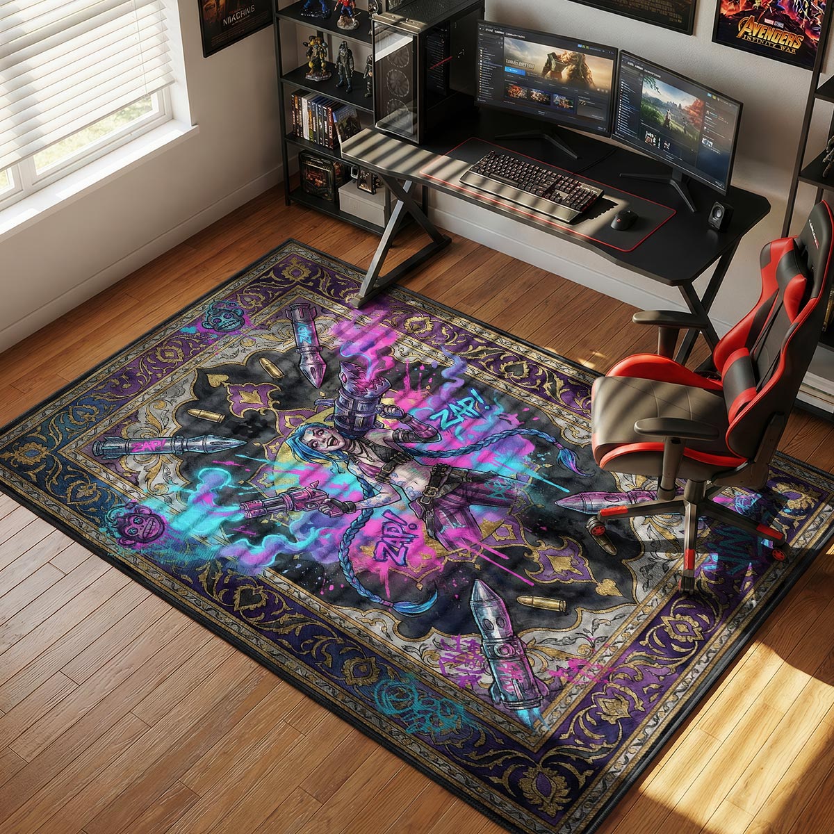 Jinx Chaos Graffiti Rug - League of Legends Chair Mat