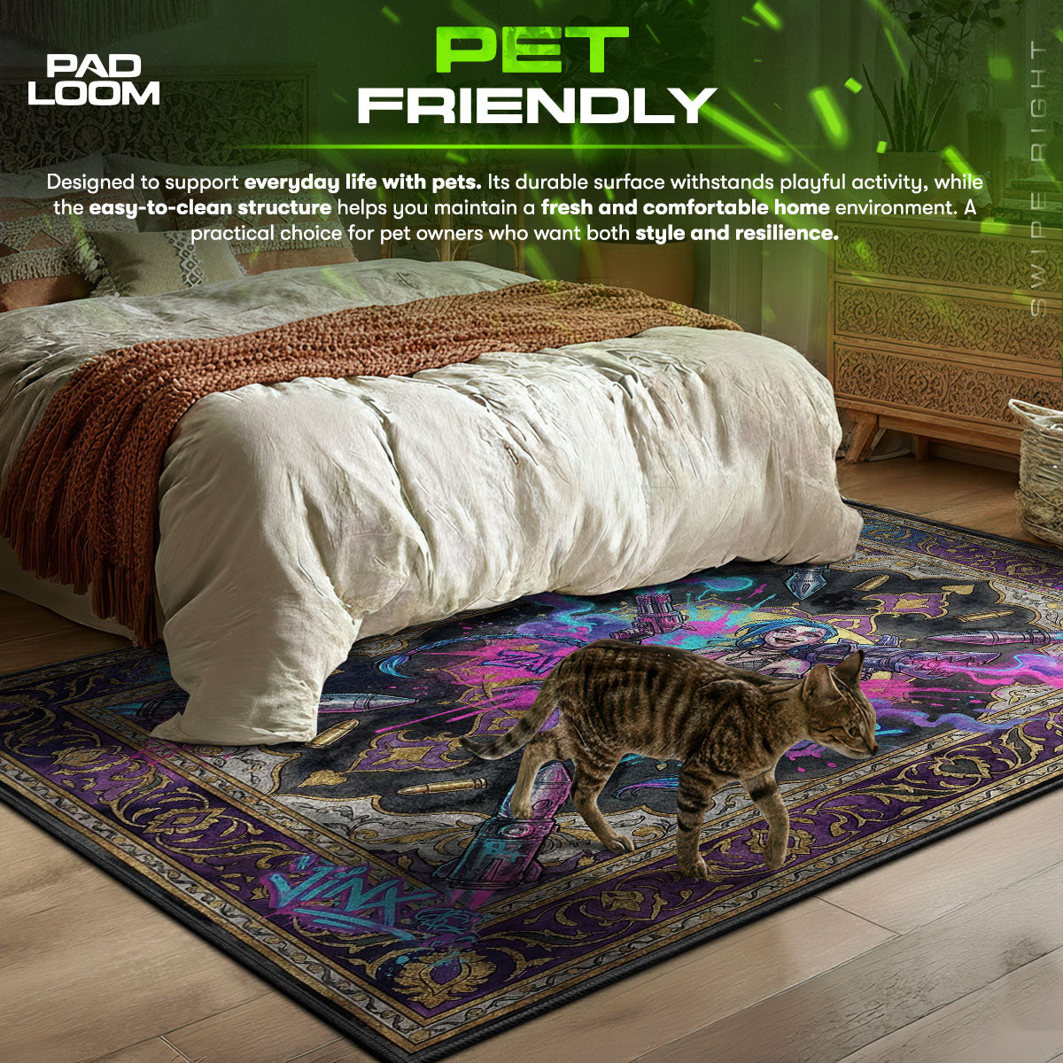 Jinx Chaos Graffiti Rug - League of Legends Chair Mat