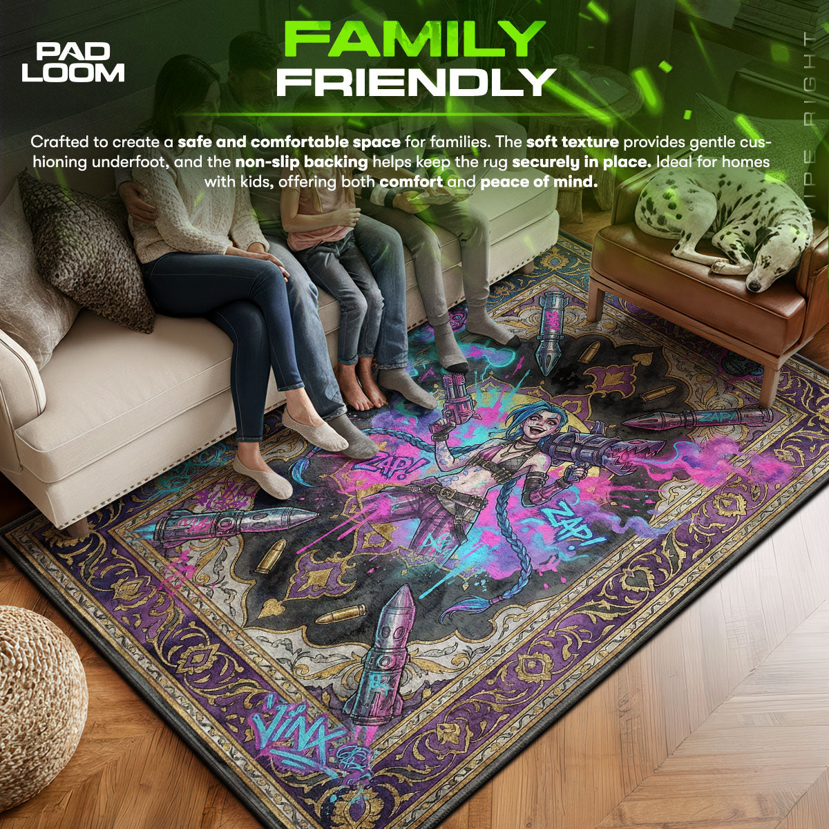 Jinx Chaos Graffiti Rug - League of Legends Chair Mat