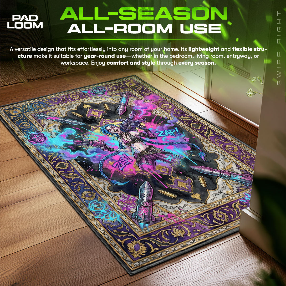 Jinx Chaos Graffiti Rug - League of Legends Chair Mat