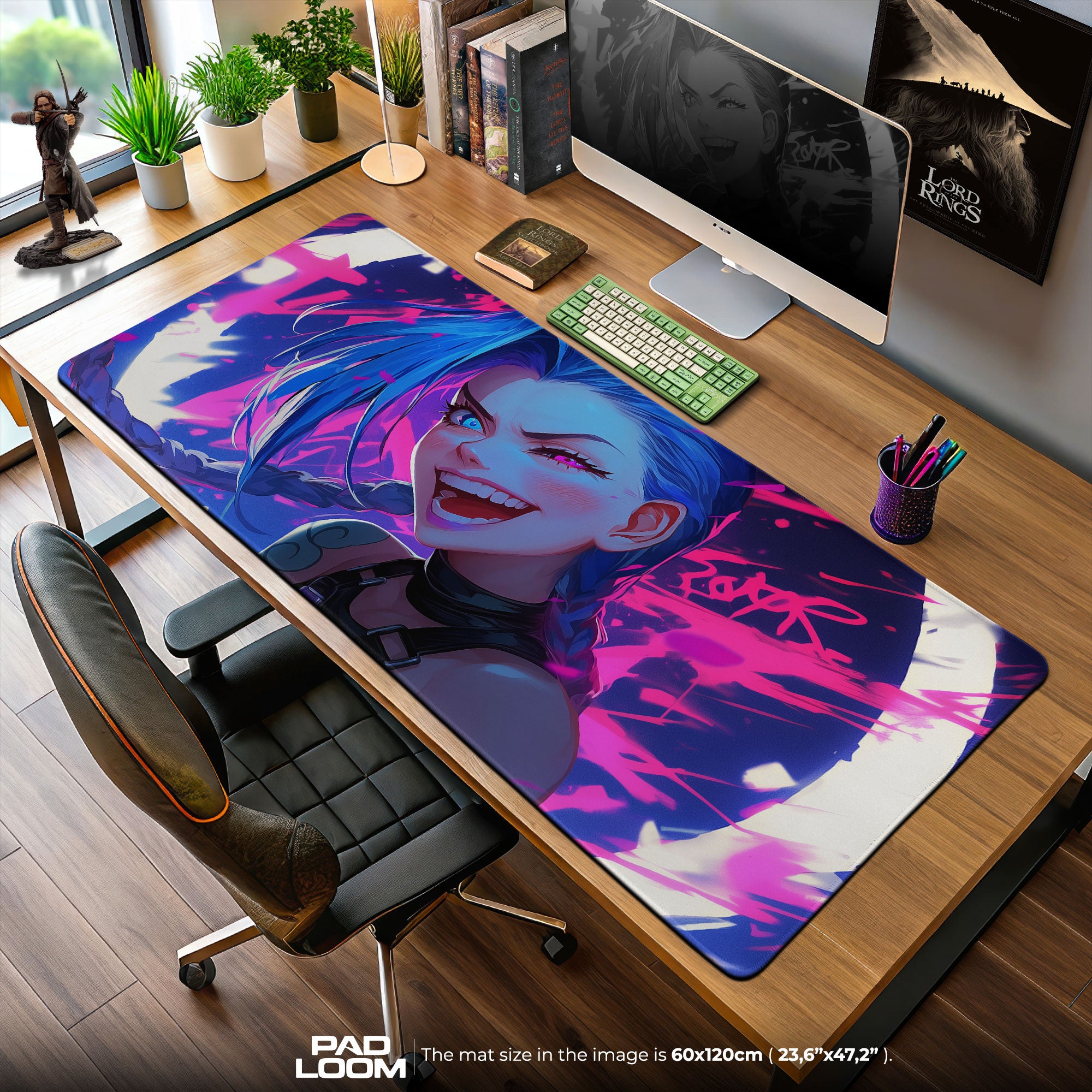 Jinx Graffiti Smile Mouse Pad, Arcane Riot Gaming Desk Mat