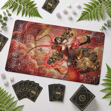 Jinx Lunar Riftbound TCG playmat – zone-free full-art League of Legends game mat