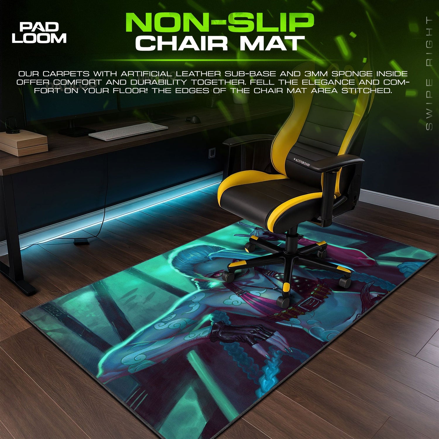Jinx Mad Smile Mouse Pad, League of Legends Gaming Desk Mat Padloom