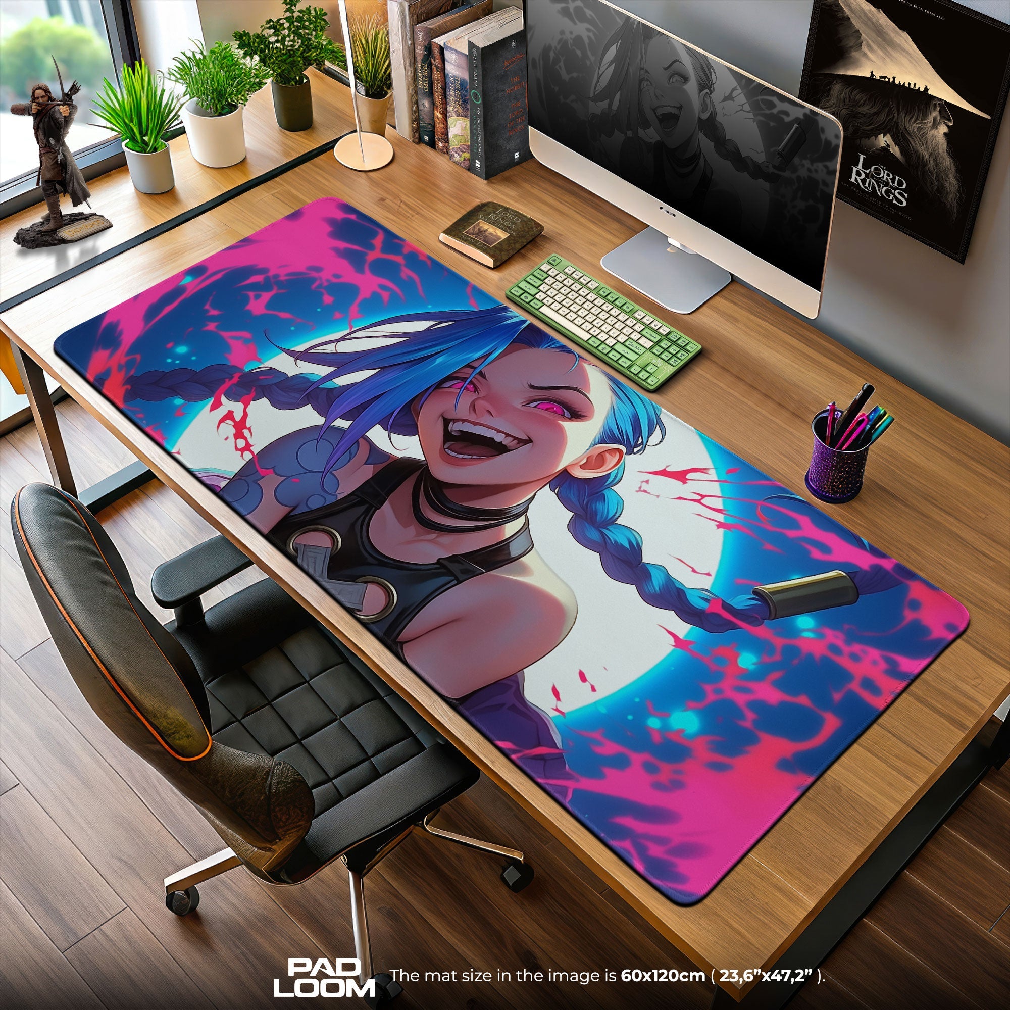Jinx Graffiti Smile Mouse Pad, Arcane Riot Gaming Desk Mat – Padloom