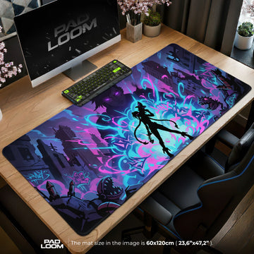 Jinx Neon Graffiti Riot Mouse Pad - Arcane Desk Mat