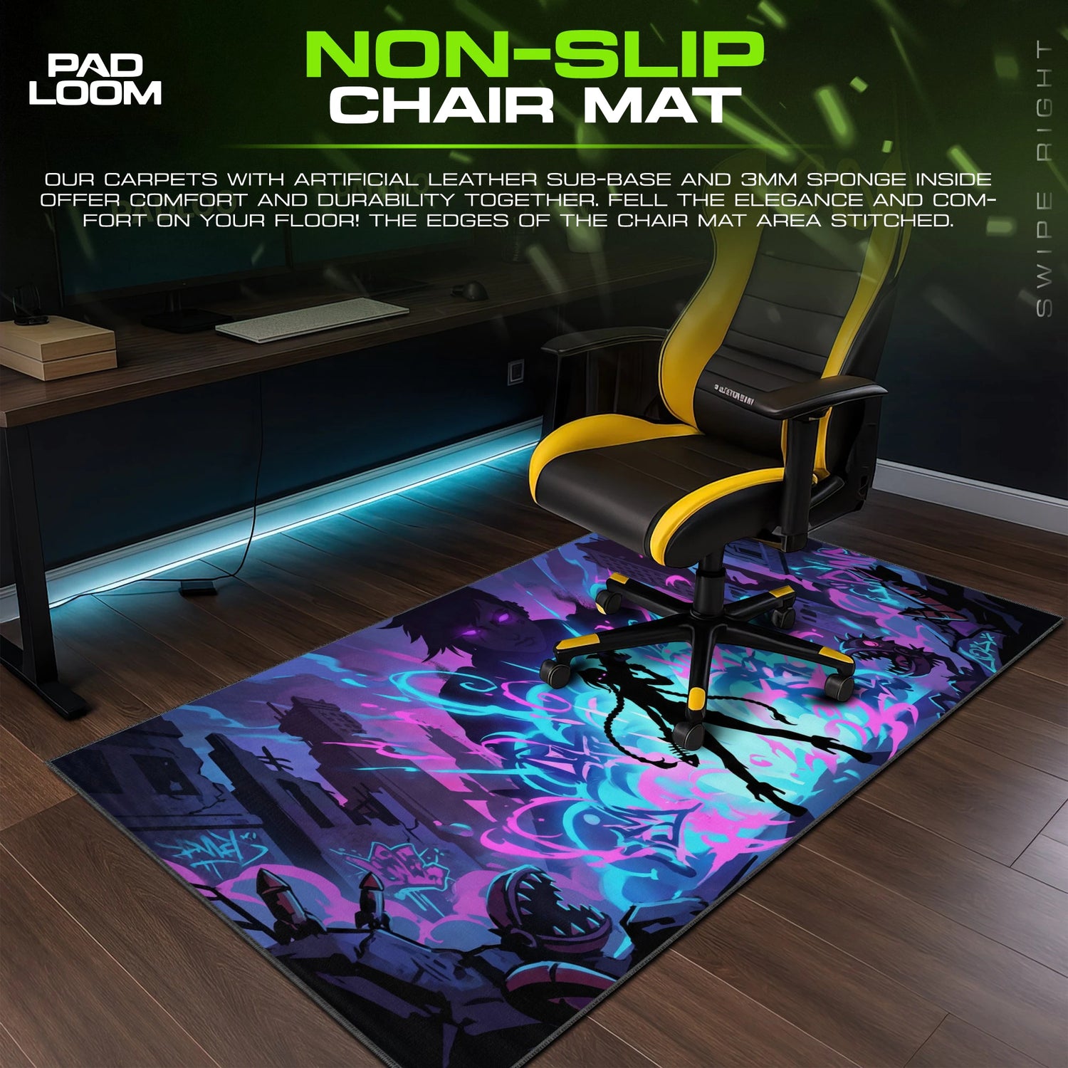 Jinx Neon Graffiti Riot Mouse Pad - Arcane Desk Mat