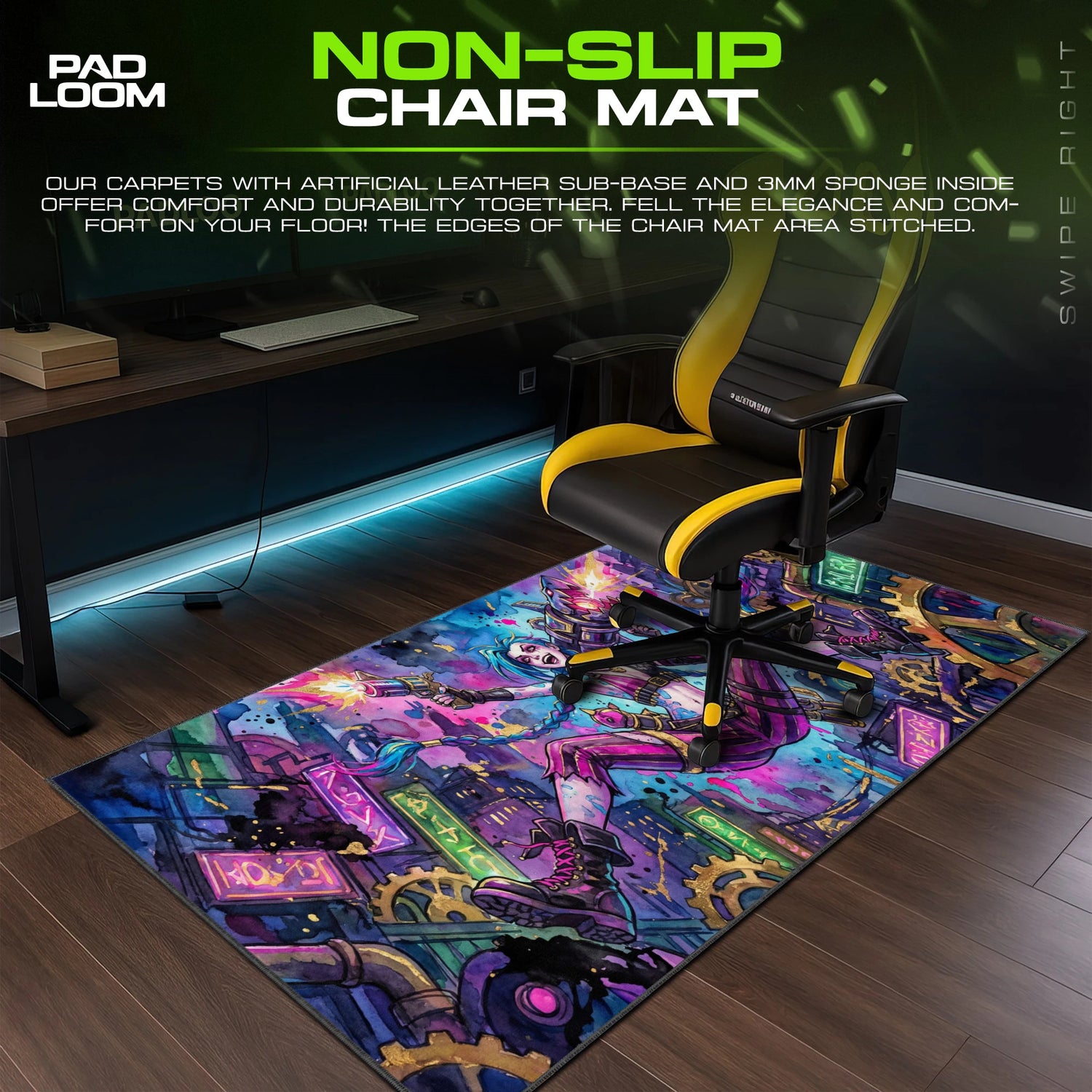 Jinx Neon Riot Mouse Pad - Arcane League Desk Mat