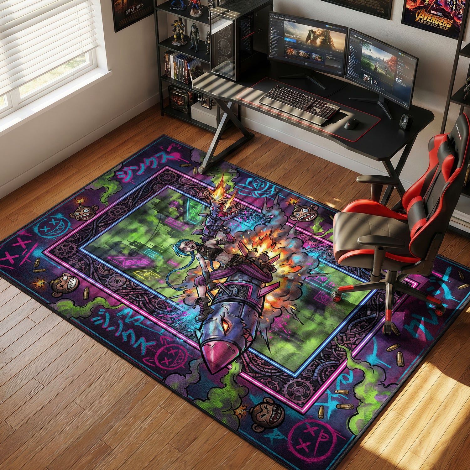 Jinx Raketenchaos Teppich - League of Legends Stuhlunterlage